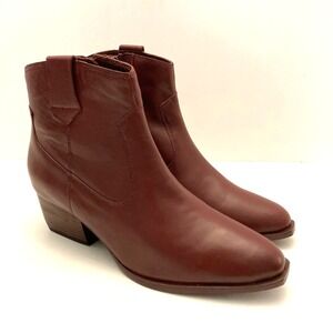 Seychelles‎ Upside Boot Wine Leather Side Zip Western Inspired Women's 8.5
